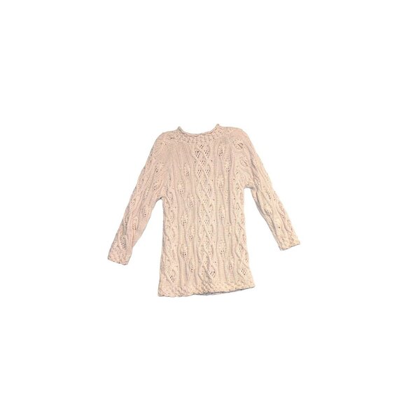 YarnWorks Petite Handknit Sweater Medium Ramie/Cotton Blend With Pearl Accents T - Picture 1 of 7